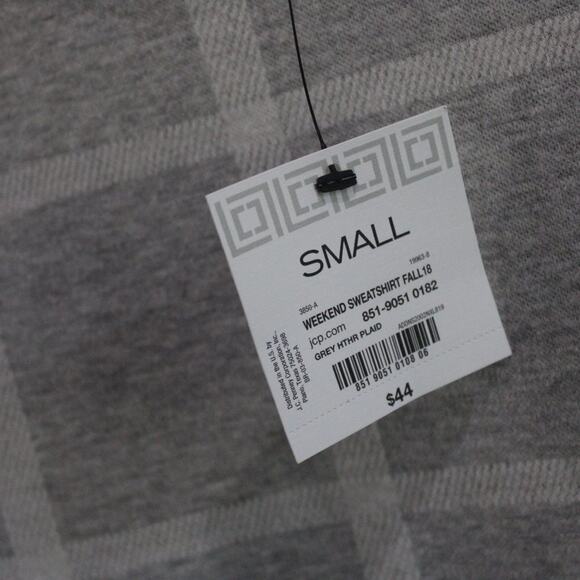 Liz Claiborne Gray Windowpane Check Knit Top Size Small Classic Minimalist - Picture 3 of 7